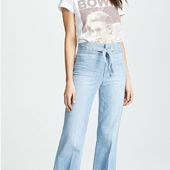 NWOT high rise belted  flare jeans - Picture 2 of 11